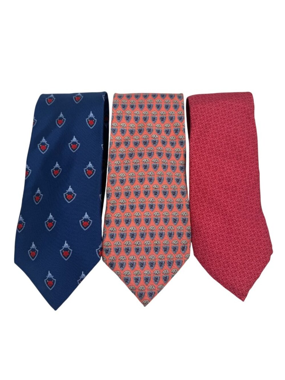 Vineyard Vines Lot of 3 100% Silk Neck Ties Hand Made USA Pink Red Blue Nautical